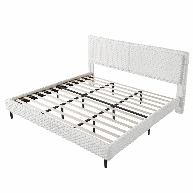 Simple Modern White Plush Soft Bed - Comfortable Backrest for Bedroom