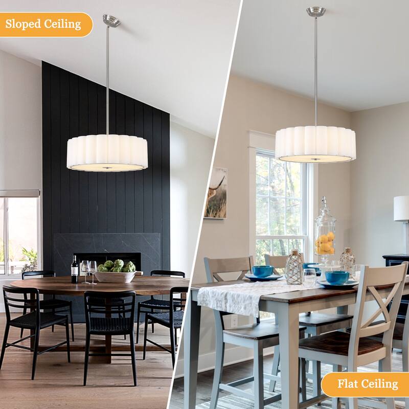 5 Light Simple Modern Pendant with Fabric Shade Adjustable Height Bulb Not Included