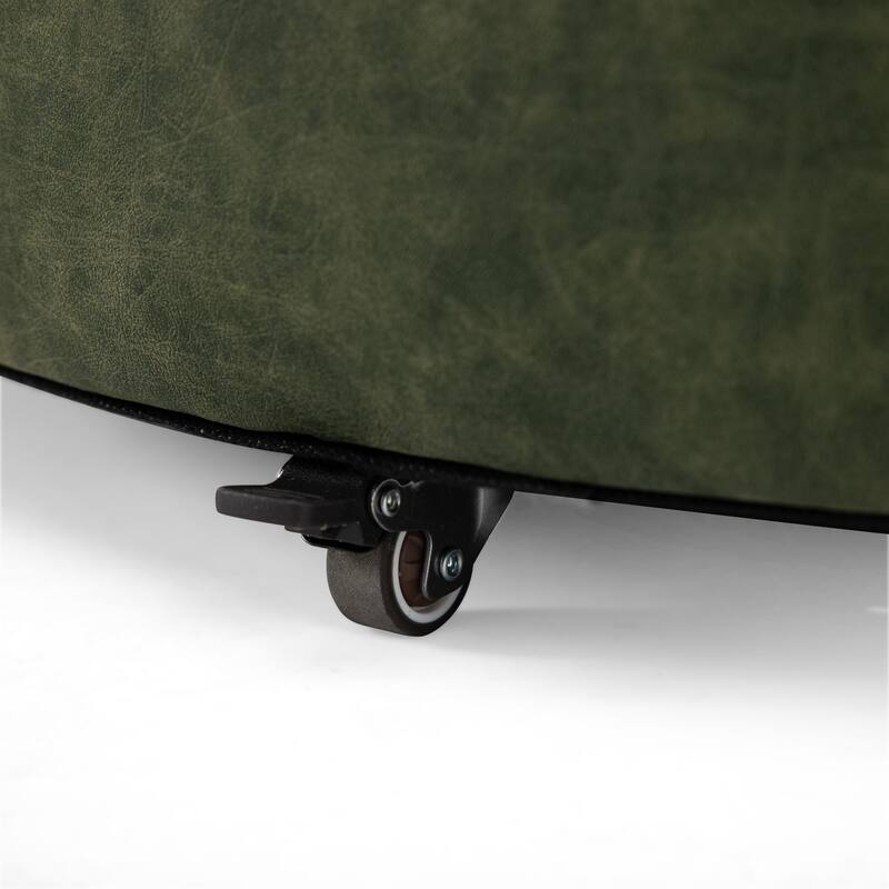 Christopher Knight Home - Mollet Modern 30" Round Hidden Storage Ottoman with Removable Wooden Lid & Rolling Wheel Casters