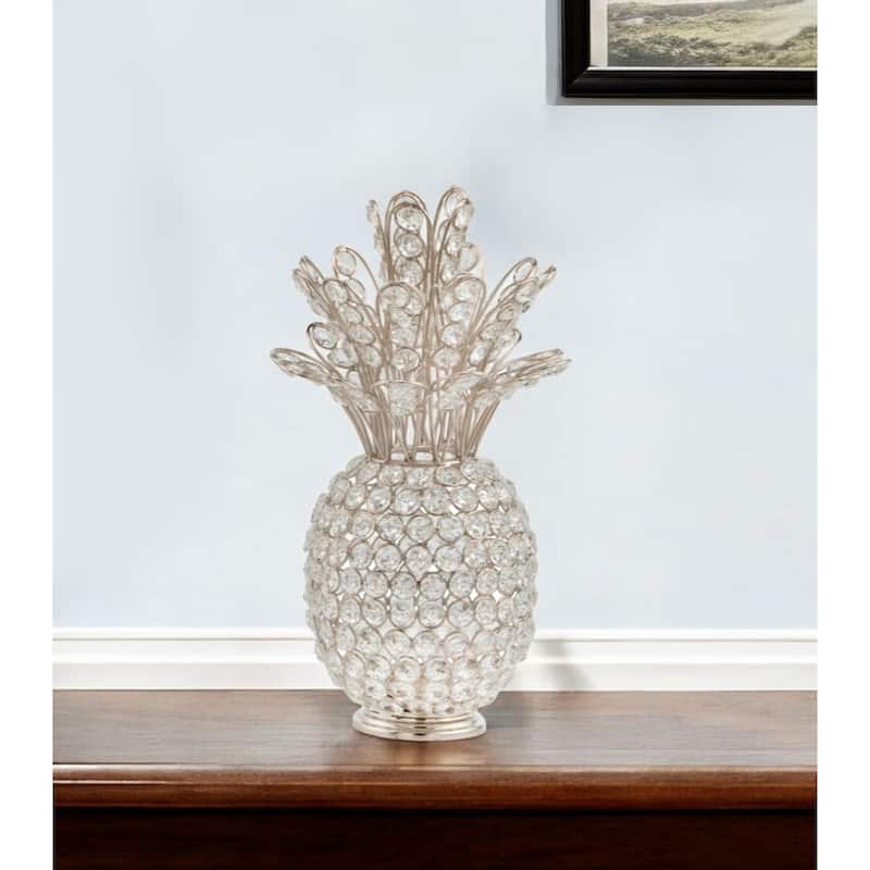 HomeRoots 13" Silver Metal Decorative Pineapple - 6' X '12.5' X '6 - 6' X '12.5' X '6