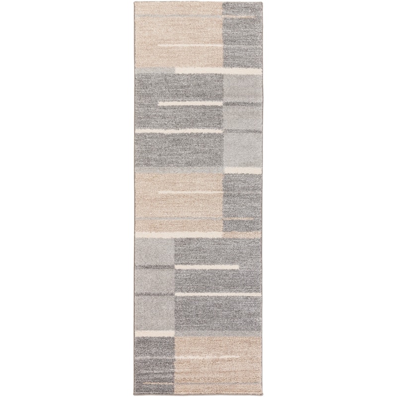 Livabliss Gladys Geometric Grey/ Beige Runner Rug - 2' 6" x 8' - Grey - 2' 6" x 8'