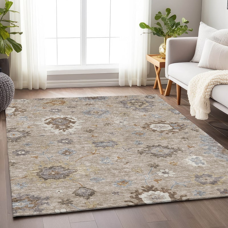 Premium Washable Super Soft Traditional Farmhouse Mayfield Rug - Taupe - 5' x 7' 6"