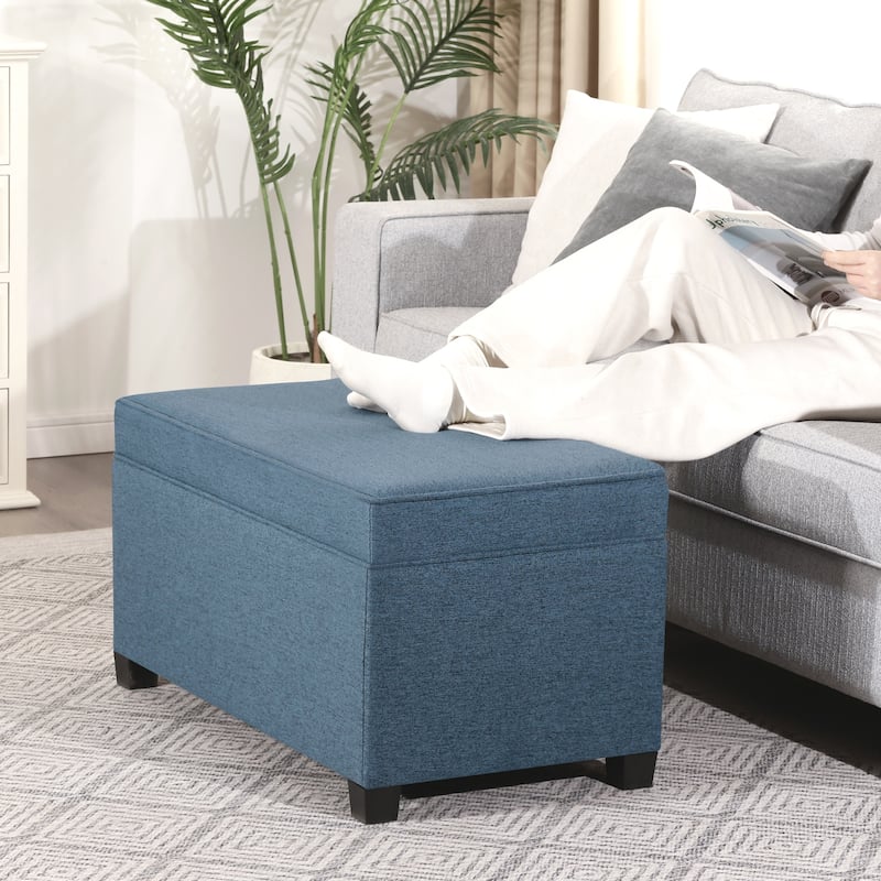 Adeco Linen Storage Ottoman Bench for Entryway or Bedroom