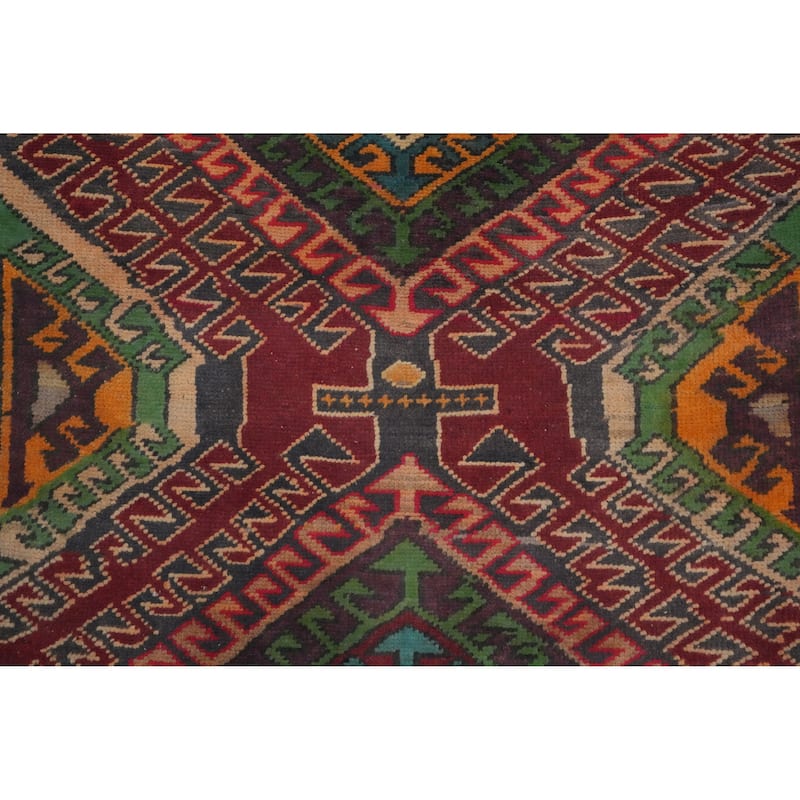 Hand Knotted Oriental 100% Wool Carpet Traditional Tribal Red Ardebil Runner Rug - 9' 4'' X 3' 9''