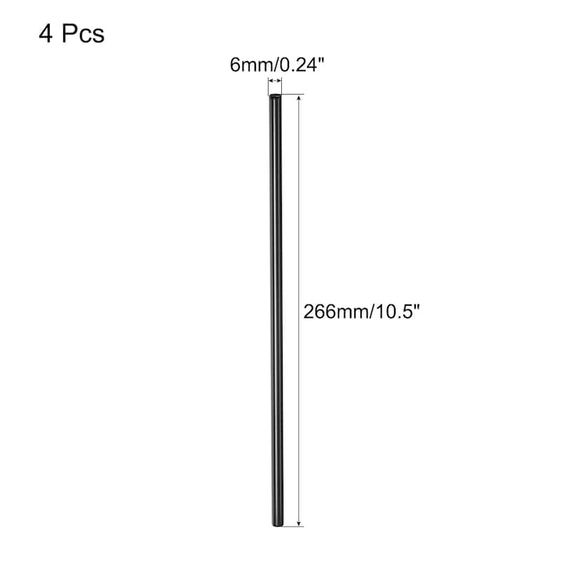 Reusable Metal Straws 4Pcs, Stainless Steel Drinking Straw 10.5" Long - Black