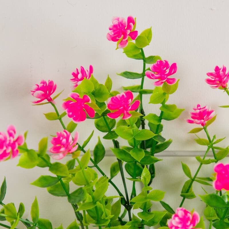 14-in UV Resistant Artificial Flowering Mini Rose Bush - Set of 12