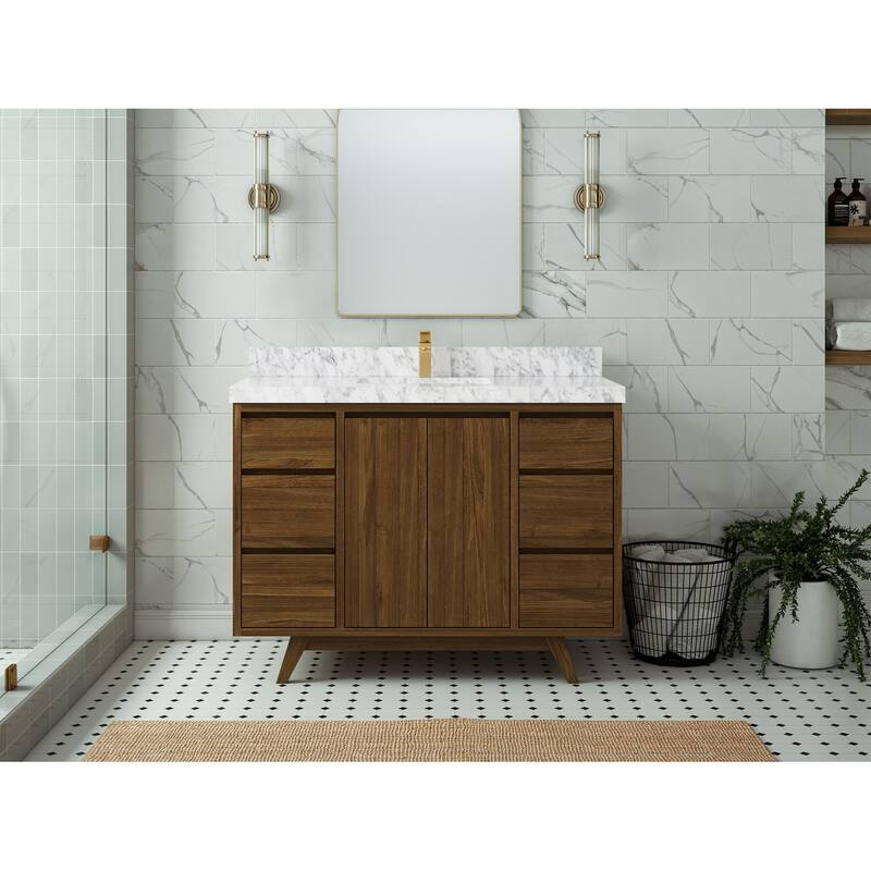 Willow Collections 48 in. W x 22 in. D Madison Teak Single Sink Bathroom Vanity with Countertop
