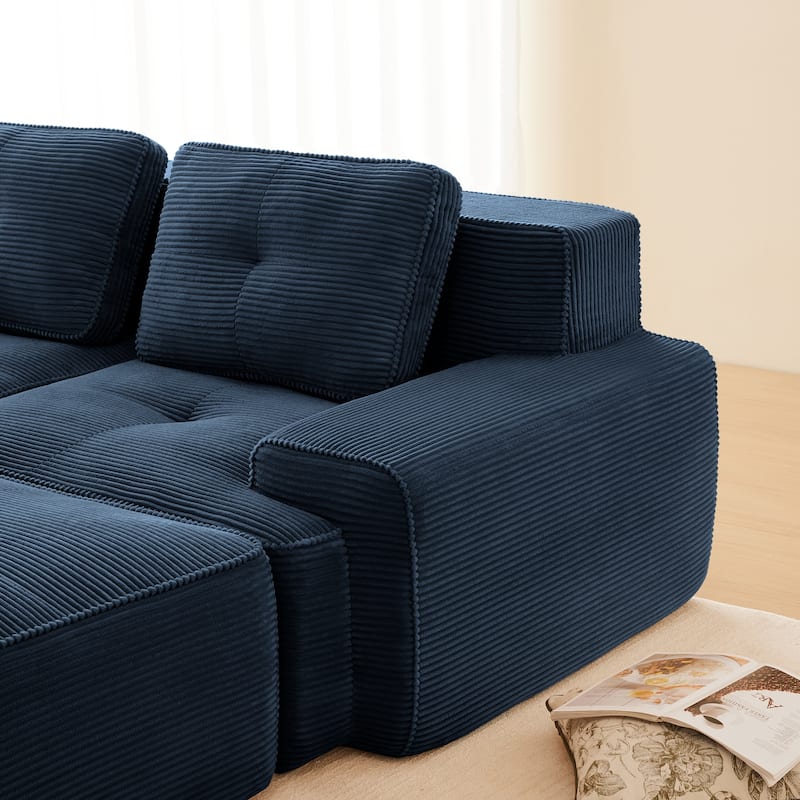 Modern U-Shaped Corduroy Sectional Sofa Couch with Removable Ottoman