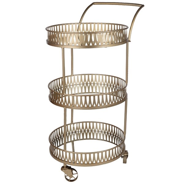 37" Golden Metal with Glass Top Serving Cart - N/A