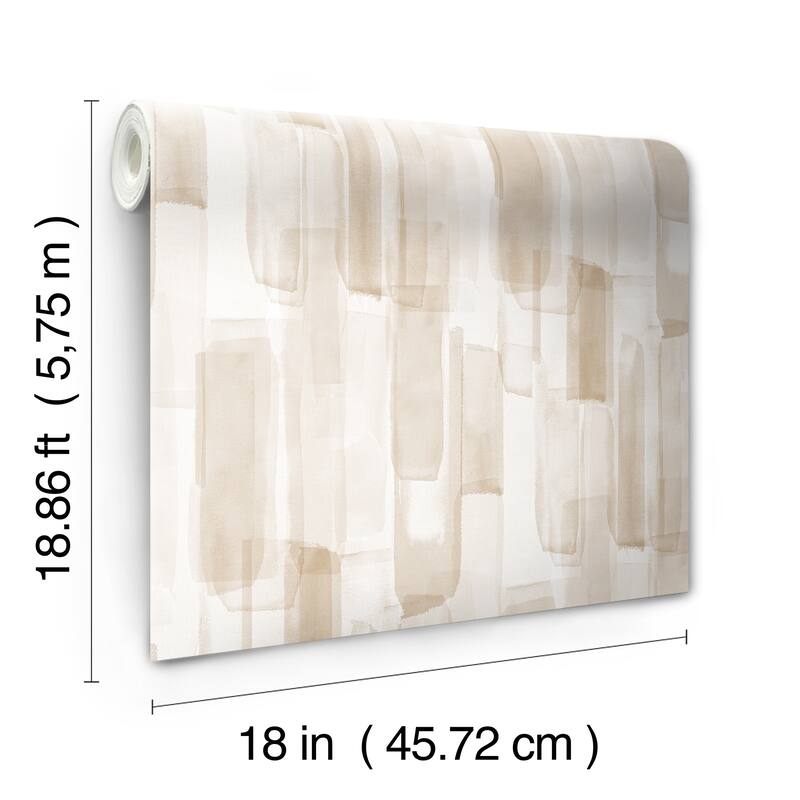 RoomMates Watercolor Glass Neutral Beige Peel and Stick Wallpaper