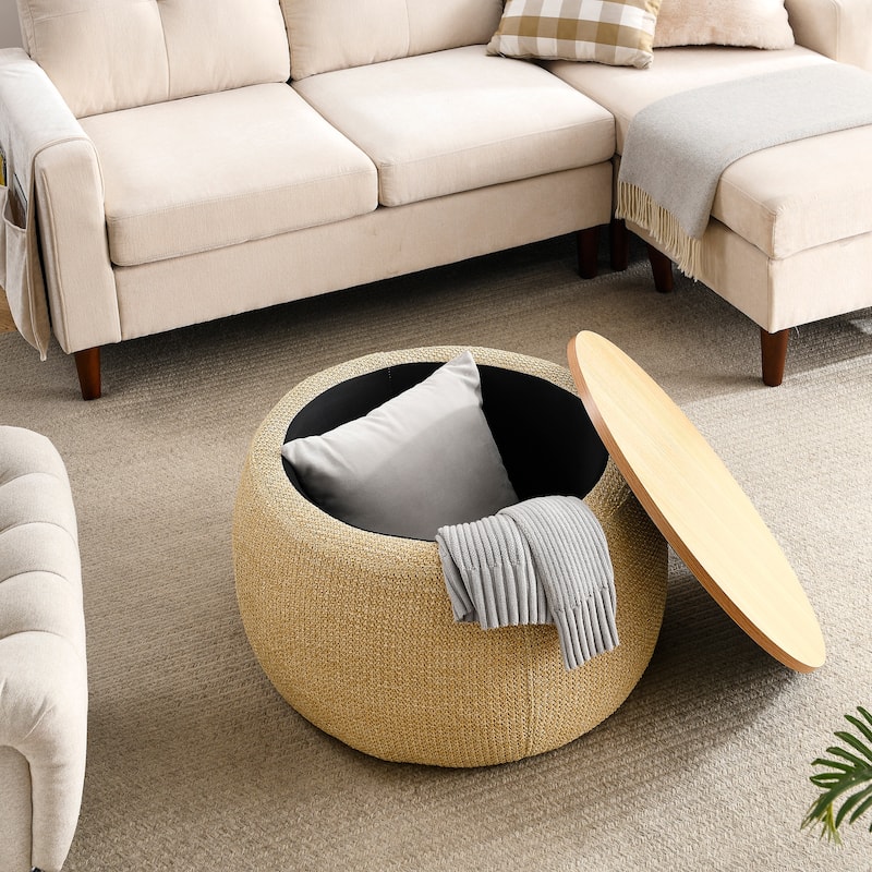 Round Storage Ottoman