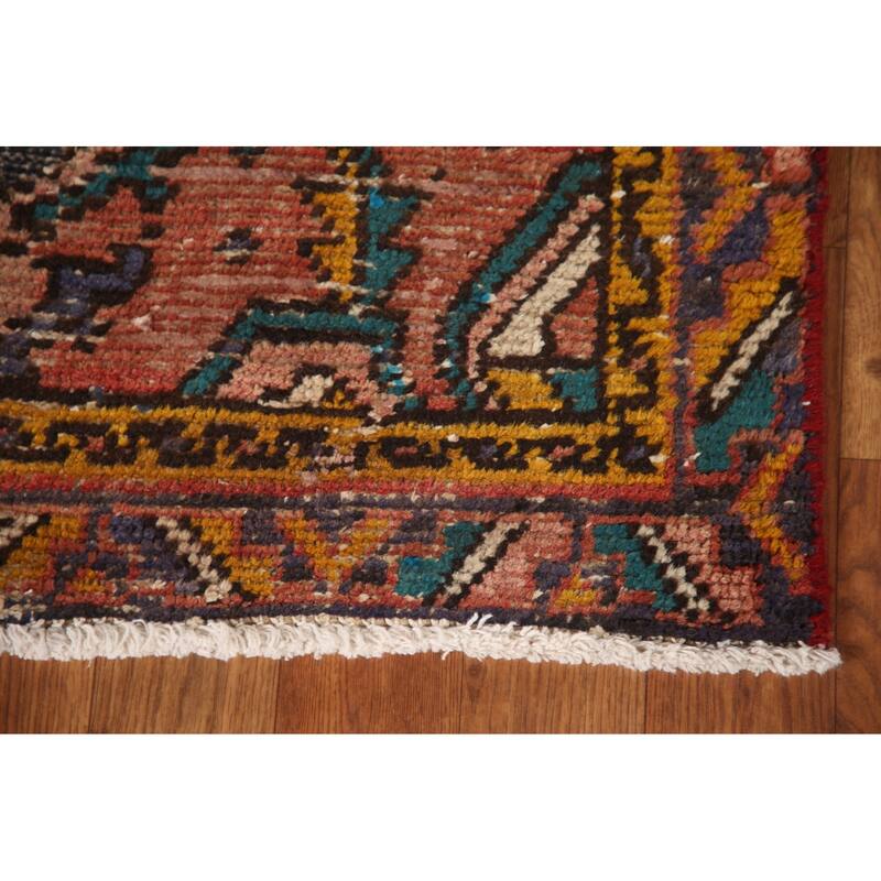 Vegetable Dye Hamedan Persian Vintage Runner Rug Geometric Wool Carpet - 2'11"x 10'1"