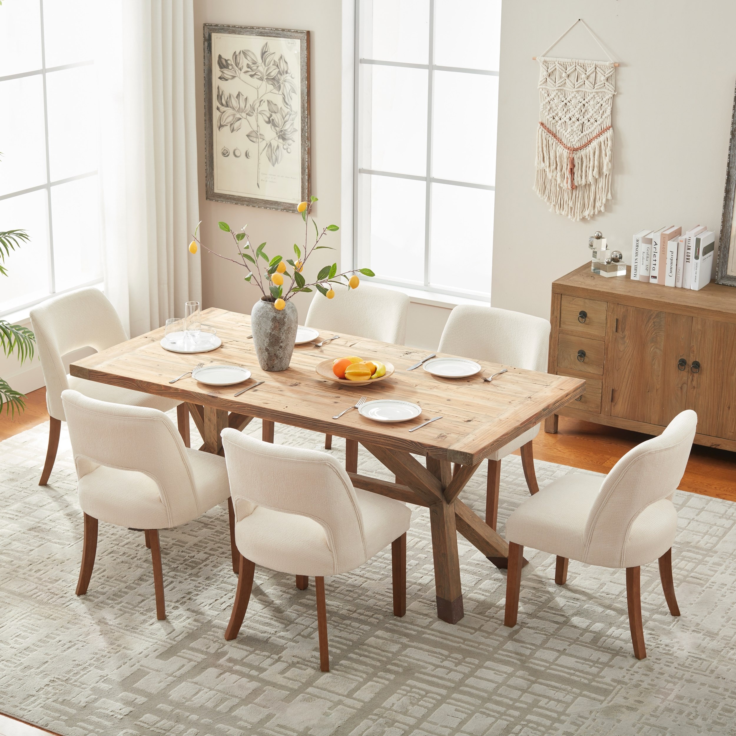 Dining Chairs Set of 2/4/6,Fabric Upholstered Kitchen Chairs with Wood Legs