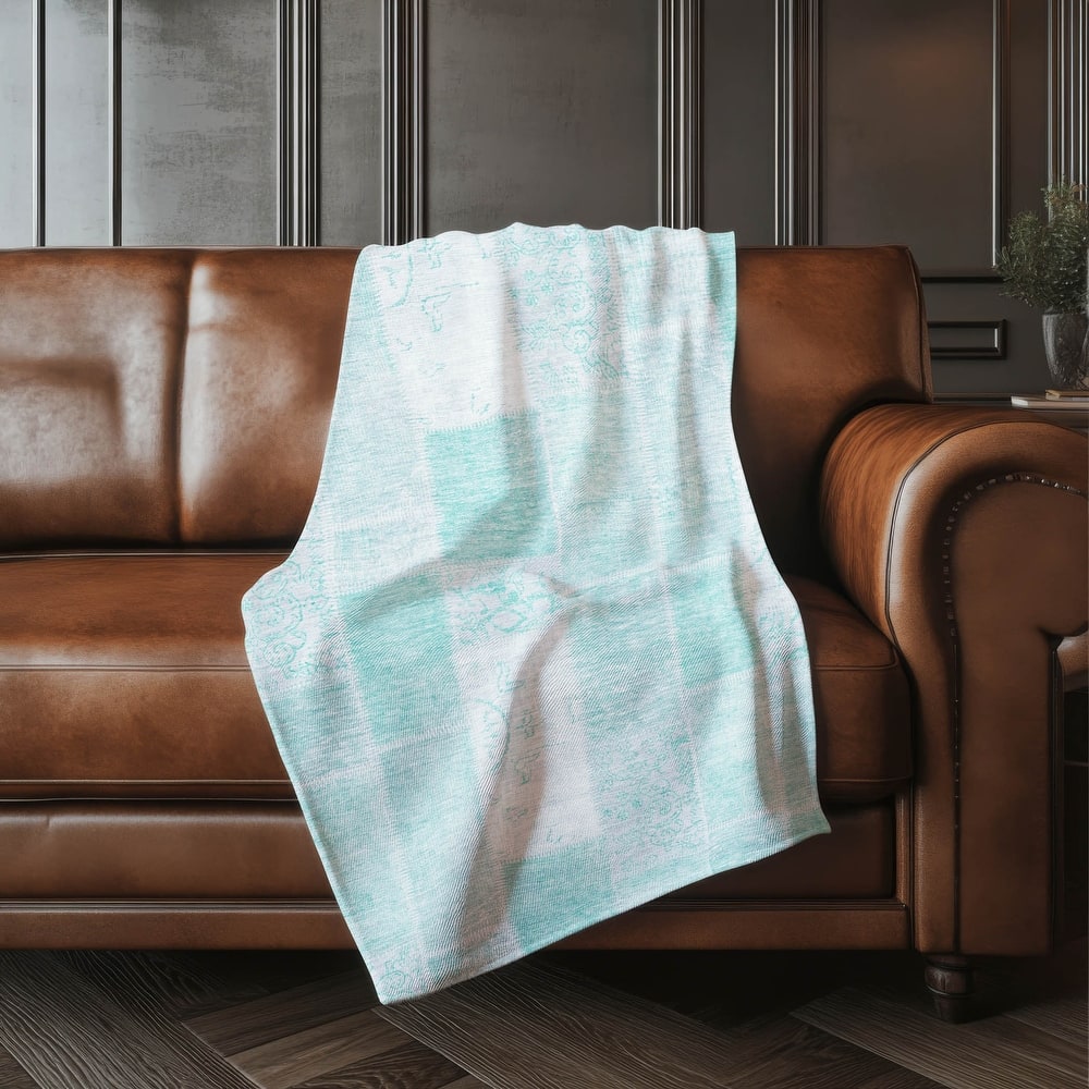 Premium Machine Washable Vintage Patchwork Sherpa Throw Blanket