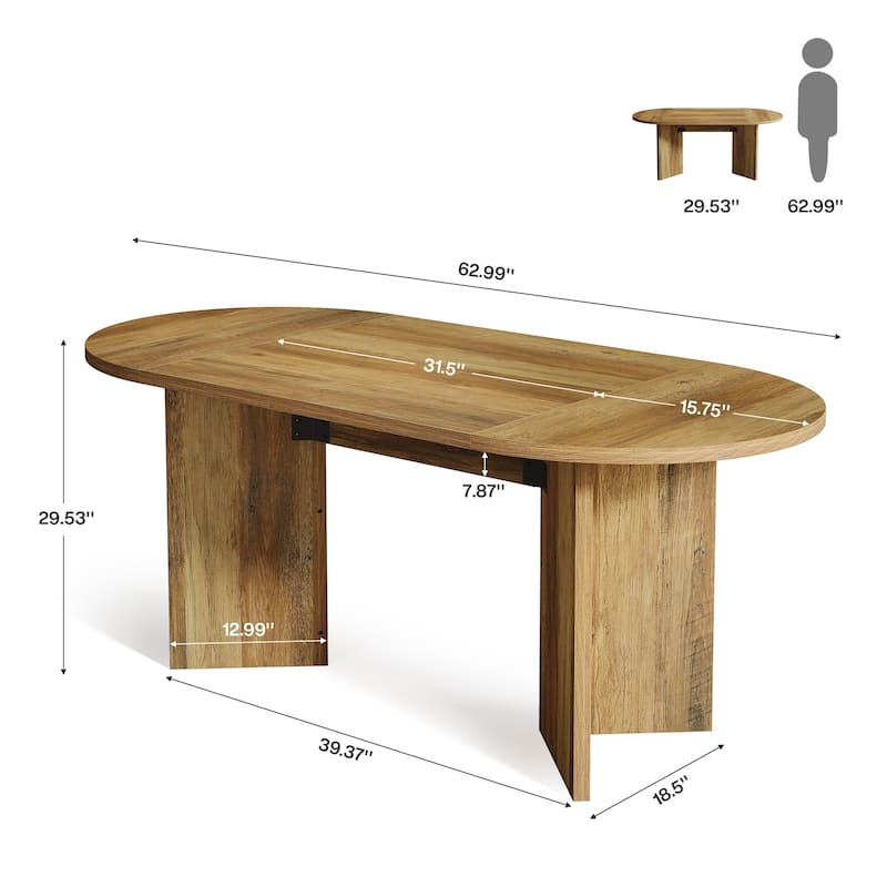 63" Oval Dining Table, Farmhouse Kitchen Table