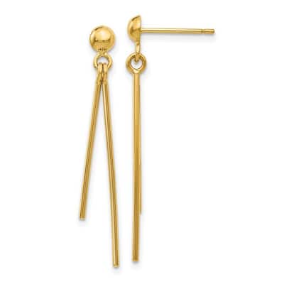 Curata 14k Yellow Gold 38x3mm Polished Dangling Bars Post Earrings