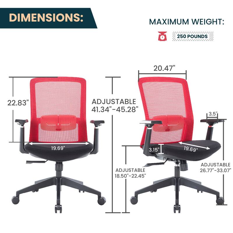 Ingram Contemporary Ergonomic Mesh Office Chair - Adjustable Height & Armrests, Mid-Back Swivel Desk Chair for Home Office