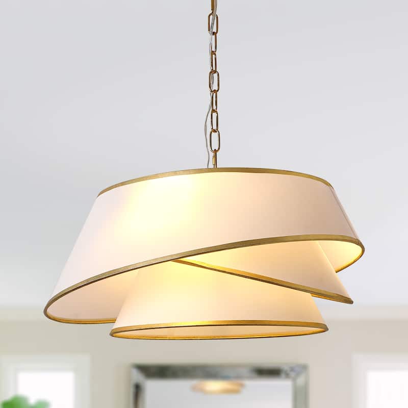 Bella Depot 24" Modern Golden Fabric Pendant Light for Dining Room Bedroom Adjustable Vintage Chandelier