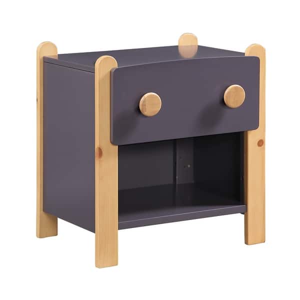 slide 2 of 7, Corvella 19" 2-tone Finish 1-Drawer Nightstand with Storage Cubby Plum and Natural
