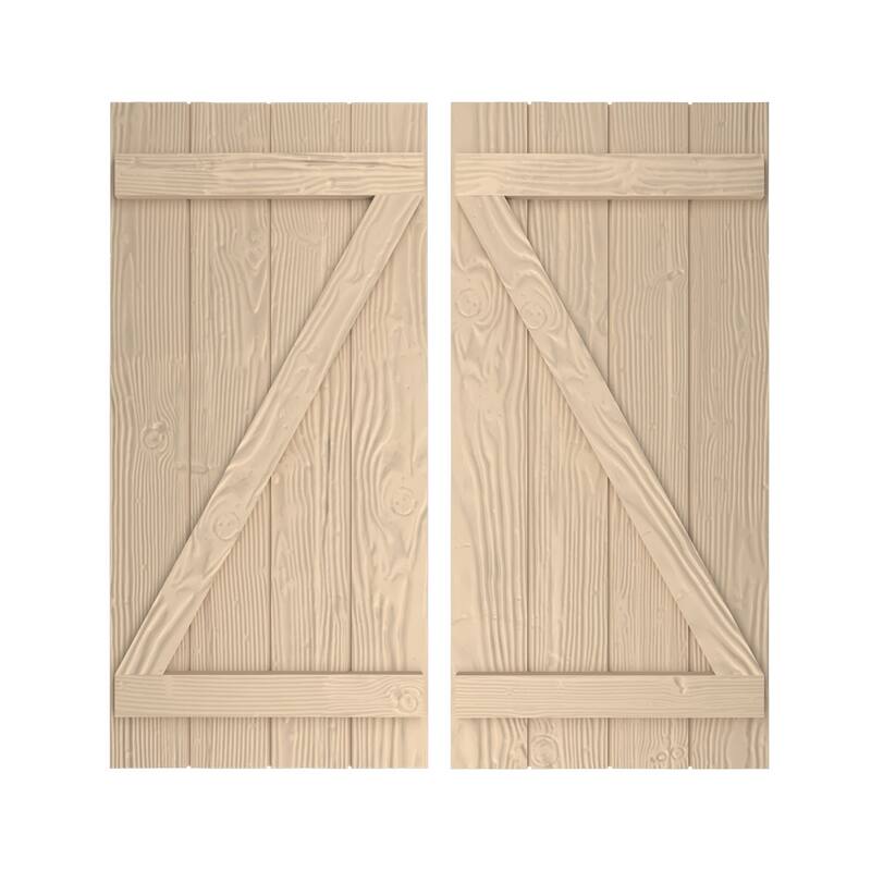 Rustic Four Board Joined BoardnBatten Faux Wood Shutters w/ZBoard