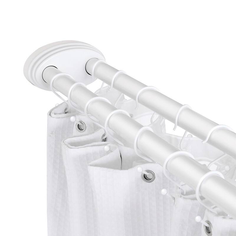 Utopia Alley Rustproof Aluminum Double L Shaped Shower Curtain Rod 72" L x 31.7" W, with 24 Shower Hooks included, Wall Mounted