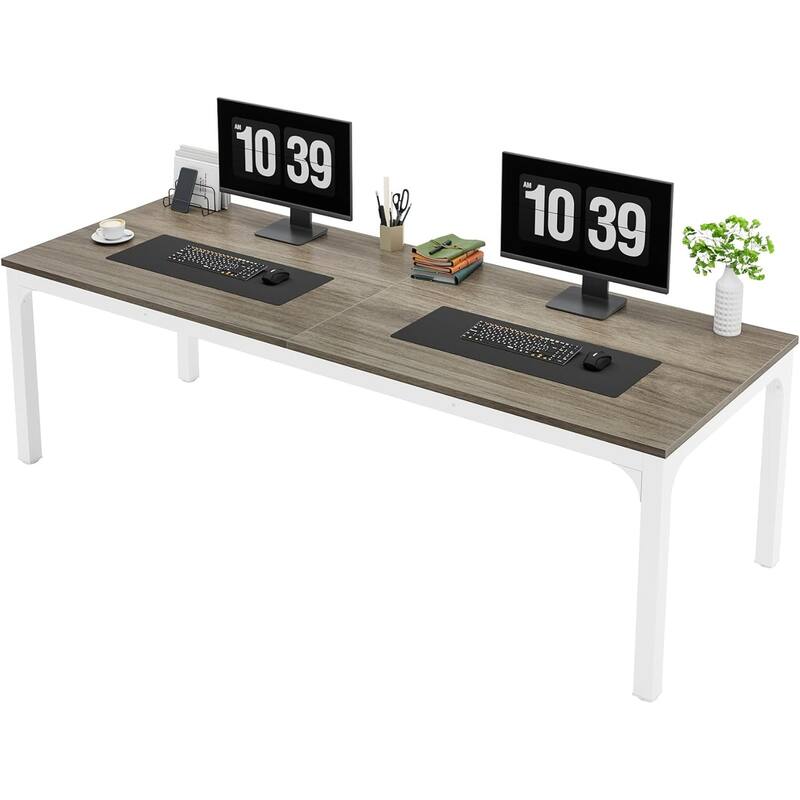 78.7" Extra Long 2-Person Computer Desk, Double Workstation, Modern Collaborative Desk with Heavy-Duty Steel Legs