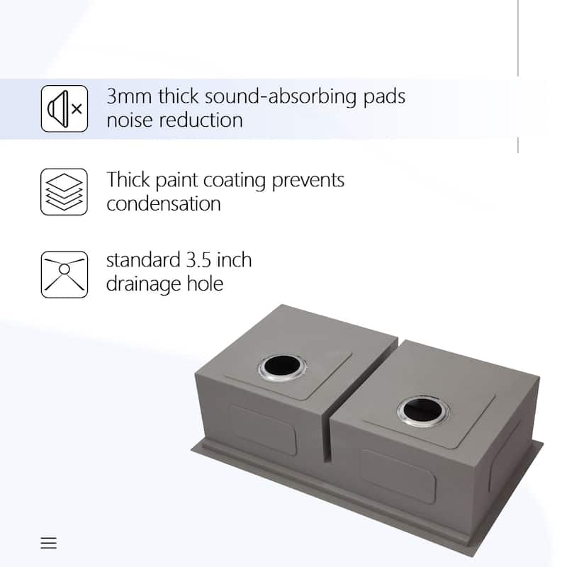 30-inch Undermount Kitchen Sink Low Divide Double Bowl 50/50 Prep Workstation Sink 16 Gauge Stainless Steel Kitchen Sink Basin