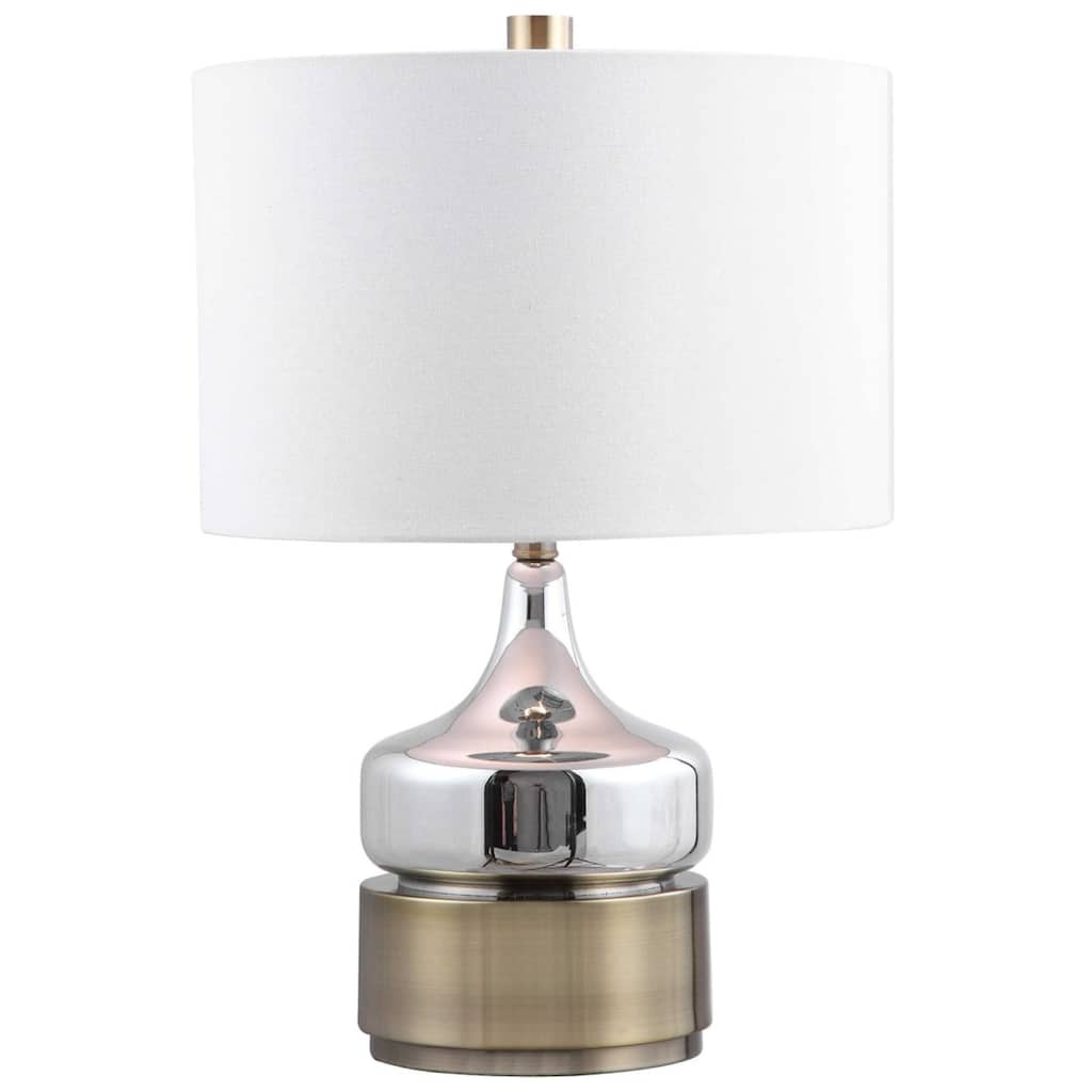 Glass Base Table Lamp with White Drum Shade - 23" - Chrome