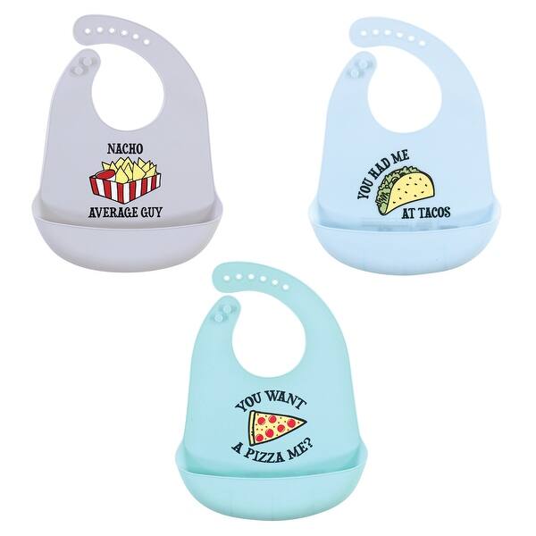 slide 1 of 1, Hudson Baby Infant Boy Silicone Bibs 3pk, Fast Food, One Size - Fast Food - One Size One Size - Fast Food
