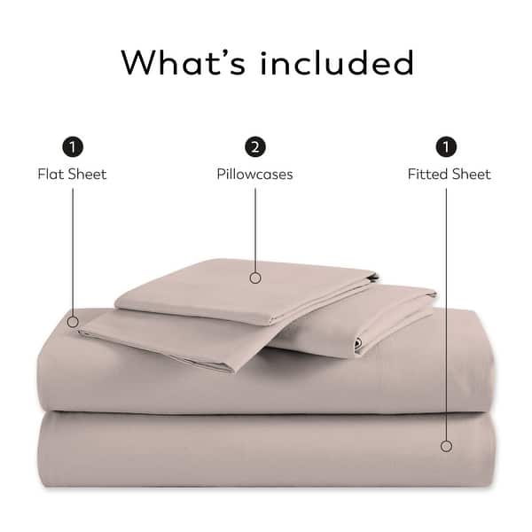 dimension image slide 3 of 9, Color Sense 100% Cotton 300TC Ultra-Soft & Silky Wrinkle-Resistant Sheet Set