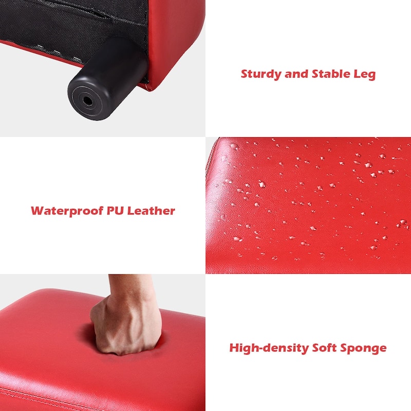 Gymax PU Leather Ottoman Rectangular Footrest Small Stool - See Details