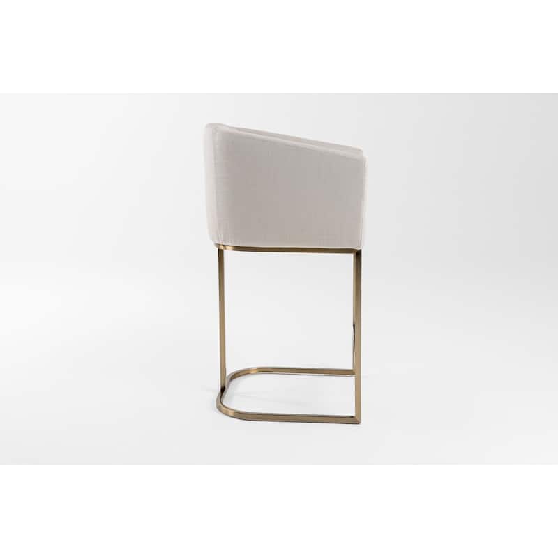 Modrest Yukon Modern Off White Fabric & Brushed Brass Counter Chair