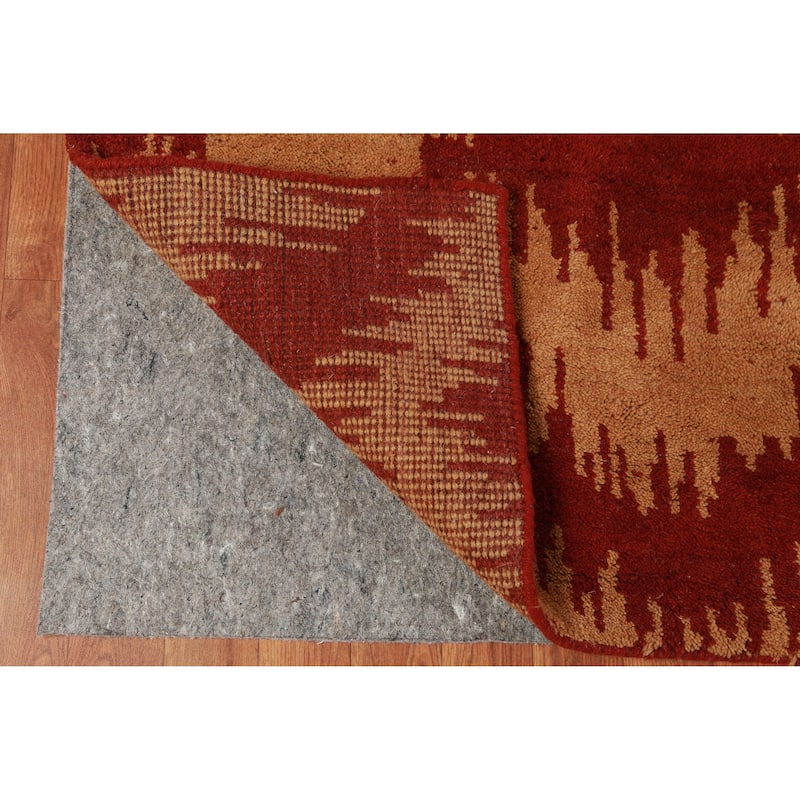 Hand Knotted Oriental 100% Wool Carpet Modern Geometric Oranges & Rust Moroccan Area Rug - 13' 4'' X 10' 0''