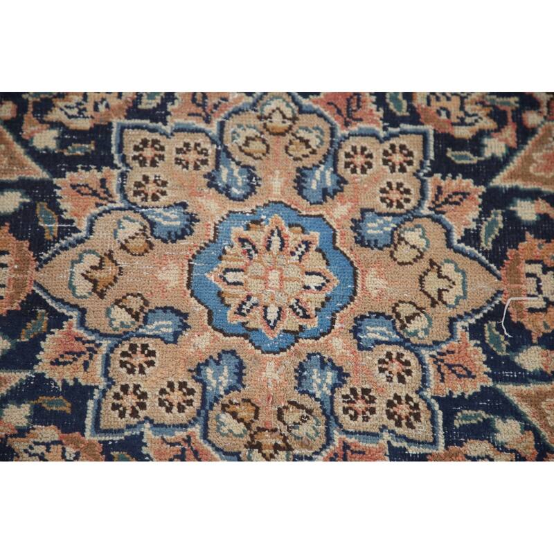 Hand Knotted Oriental 100% Wool Carpet Traditional Floral Oranges & Rust Mashad Area Rug - 9' 7'' X 6' 6''