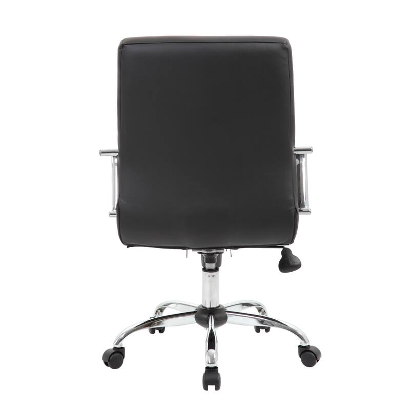 Swivel Task Chair, Black Vinyl, Chrome Base and Arms, Caster Wheels