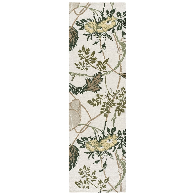 SAFAVIEH Handmade Jardin Jarka Floral Wool Rug - 2'3" x 8' Runner - Ivory/Green