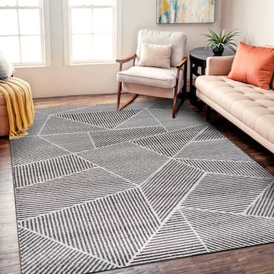 Contemporary Geometric Stripe Area Rug