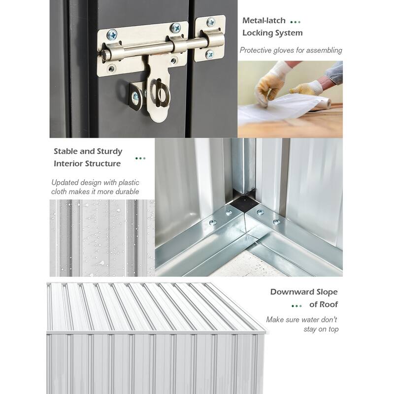 AECOJOY Outdoor Storage Side Shed Metal Attached with Lockable Door