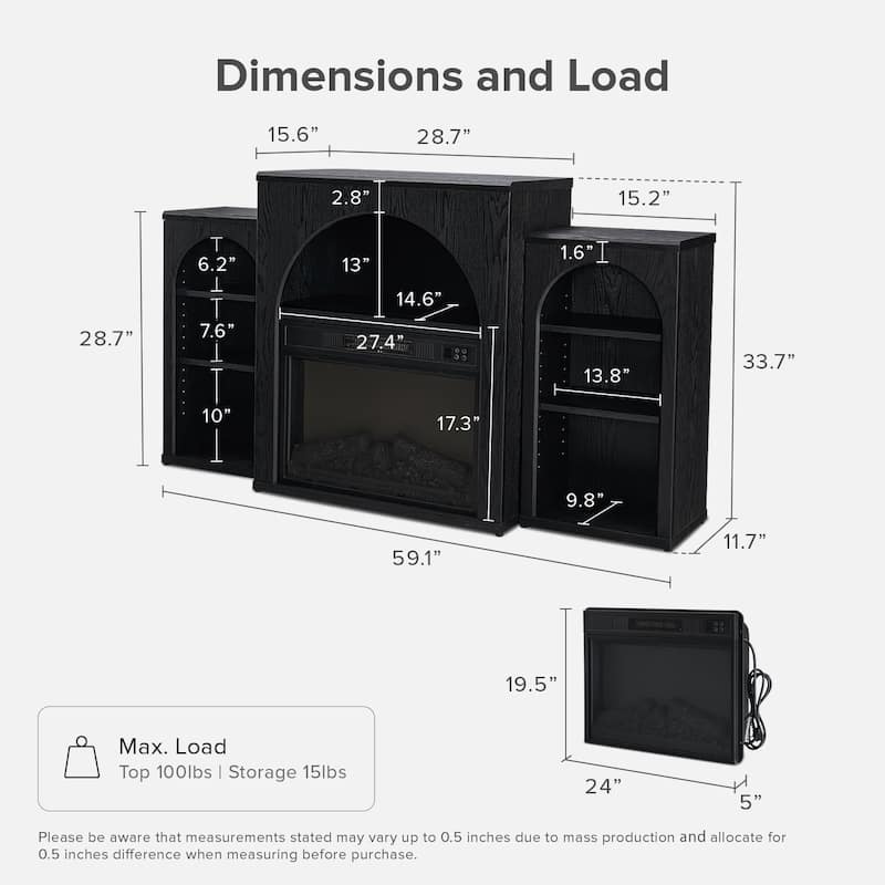 Mopio Blake Electric Fireplace Mantel TV Stand