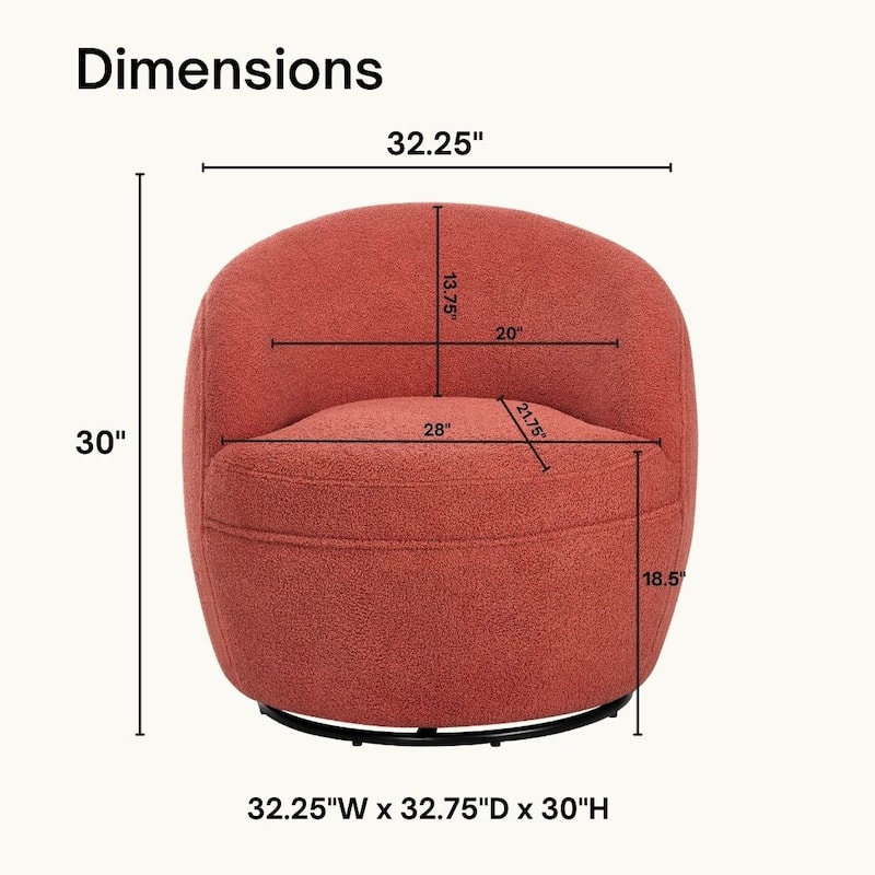 Swivel Single Lounge Sofa Plush Barrel Chair with Thick Foam Padding, Round Armchair Accent Chair Club Chair