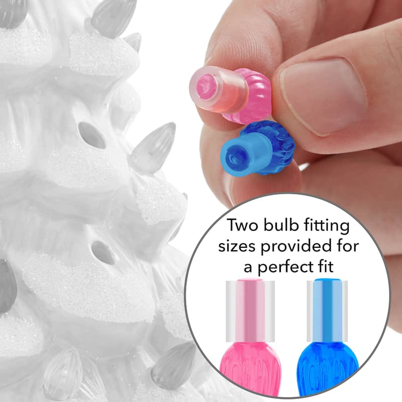 15in White Ceramic Christmas Tree Hand Painted PreLit with Star