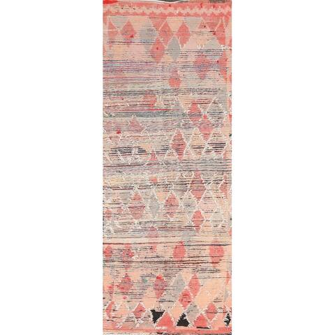 Antique Moroccan Oriental Wool Runner Rug Hand-knotted Hallway Carpet - 2'11" x 8'8"