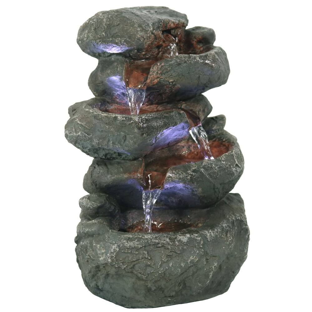 Sunnydaze Stacked Rock Fountain with Lights - 10" - 10.50-In