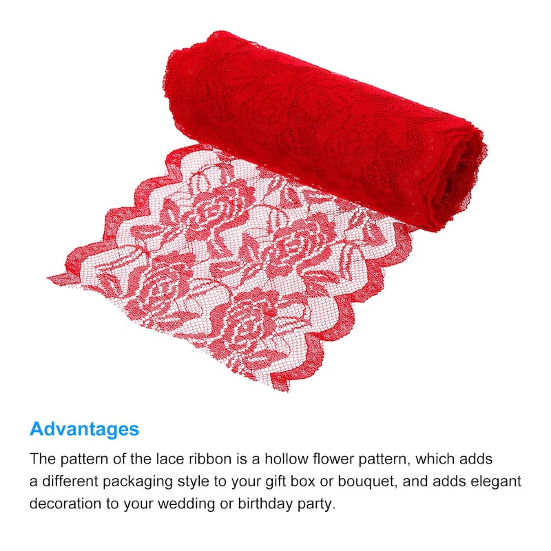 6 Inch Wide 11 Yard Lace Ribbon Floral Pattern Lace Trim Ribbon