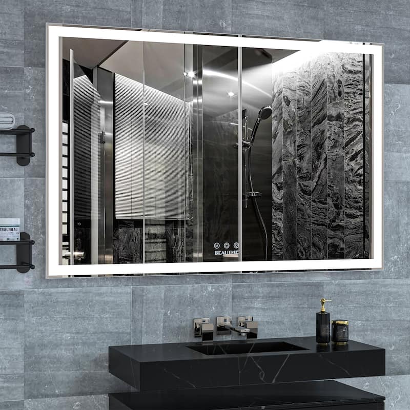 Rectangular Framed Wall Mounted LED Bathroom Vanity Mirror - 60" X 40"