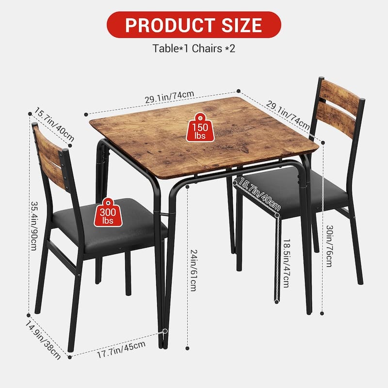 Dining Table for 2, Space Saving Square Dinette for Kitchen, Dining Room