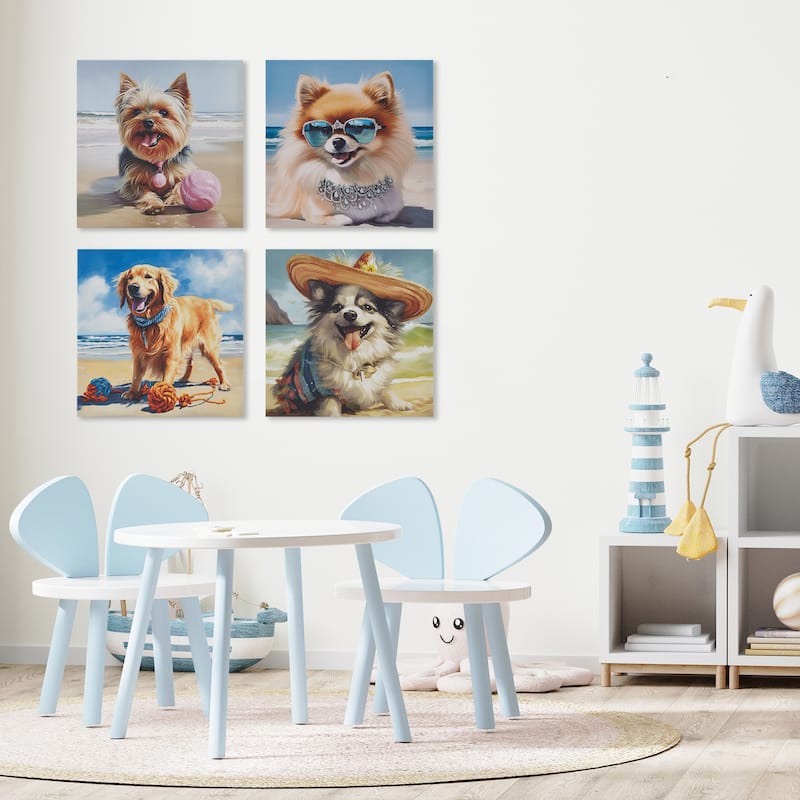 Madison Park Beach Dogs Canvas Wall Art