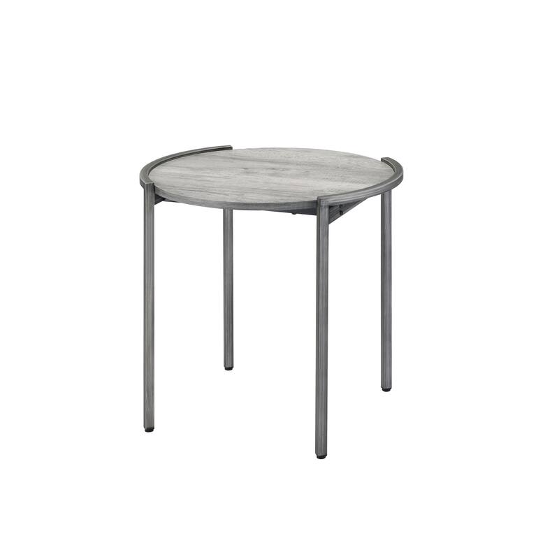 Rowland Urban Light Grey Steel Round 3-Piece Accent Table Set by Furniture of America