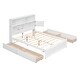 preview thumbnail 22 of 30, Full Size Platform Bed with Storage Headboard, Charging Station, 4-Drawers, Solid Pine Wood Bed Frame for Bedroom, Grey