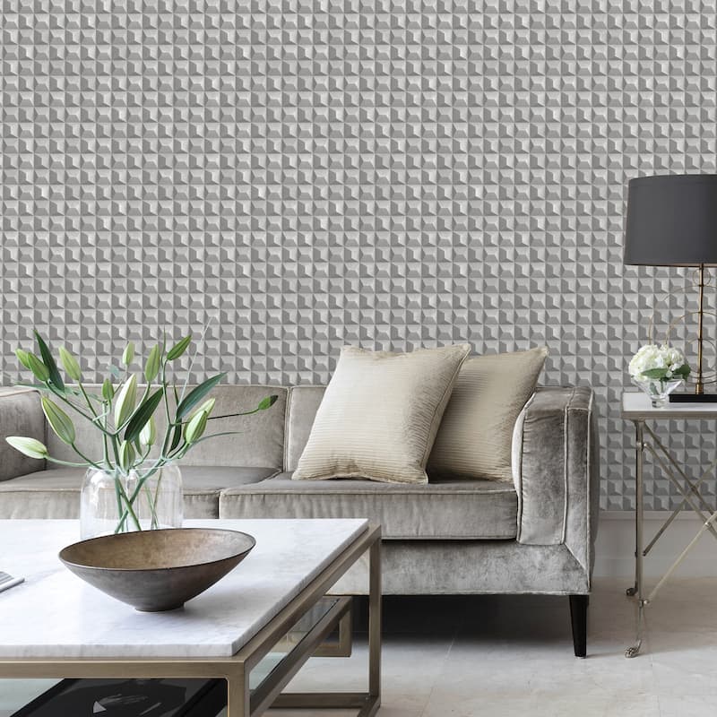 Fine Decor Romero Grey 3D Geometric Wallpaper